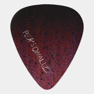 Red Brown Black Ombre Rust Metal Custom name Guitar Pick