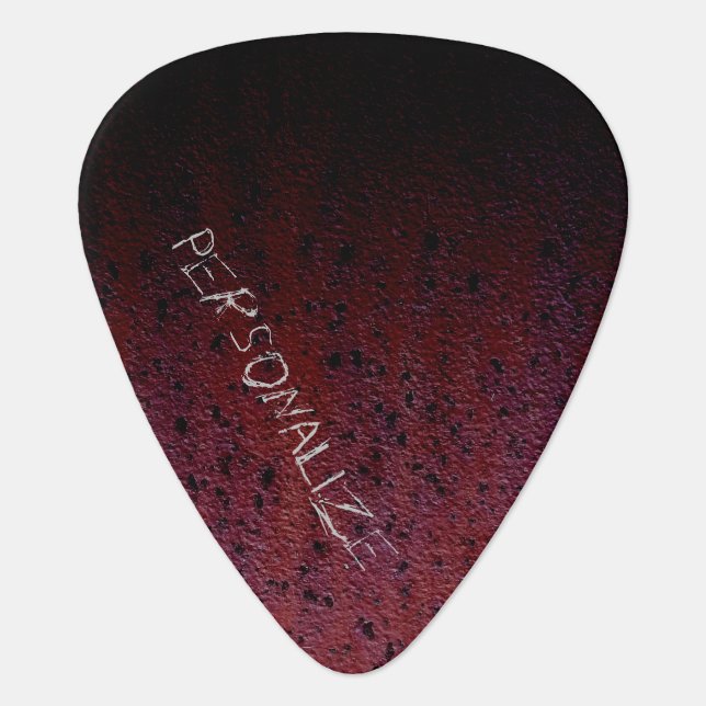 Red Brown Black Ombre Rust Metal Custom name Guitar Pick (Front)