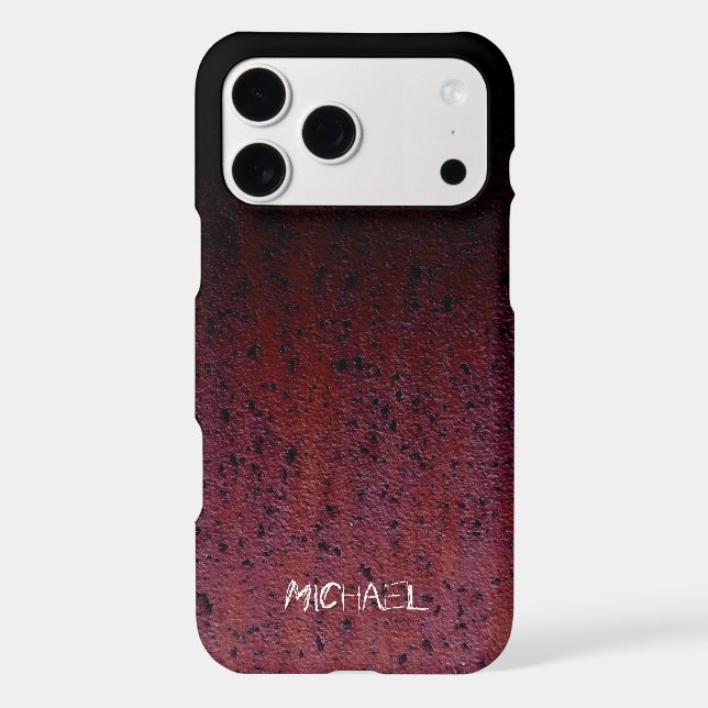 Red Brown Black Ombre Rust Metal Custom name iPhone Case (Back)