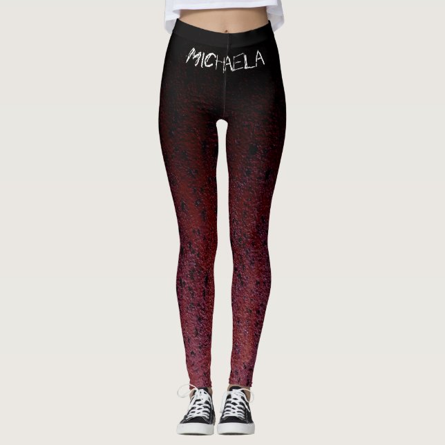 Red Brown Black Ombre Rust Metal Custom name Leggings (Front)