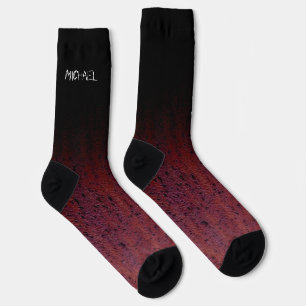 Red Brown Black Ombre Rust Metal Custom name Socks