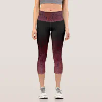 Simple Minimalist DARK RED to BLACK Ombre Gradient Capri Leggings