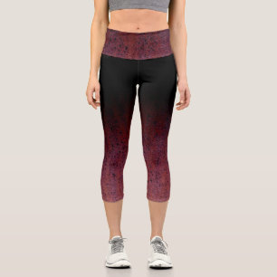 Red Brown Black Ombre Rust Metal Patina Capri Leggings