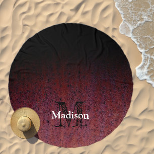 Red Brown Black Ombre Rust Metal Patina Monogram Beach Towel