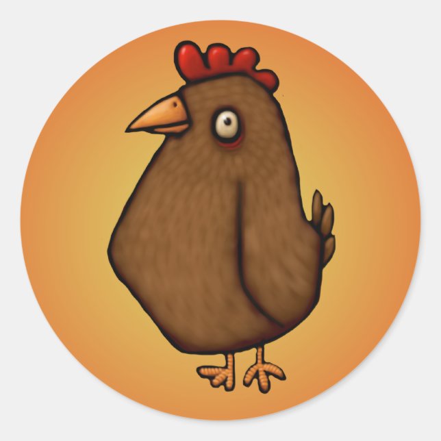 Red Brown Chicken Standing Tall Classic Round Sticker (Front)