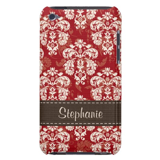 Red Brown Damask iPod Touch 4th Gen Case-Mate Cove Cover (Back)