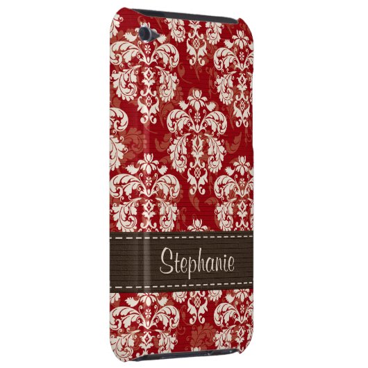 Red Brown Damask iPod Touch 4th Gen Case-Mate Cove Cover (Back/Right)