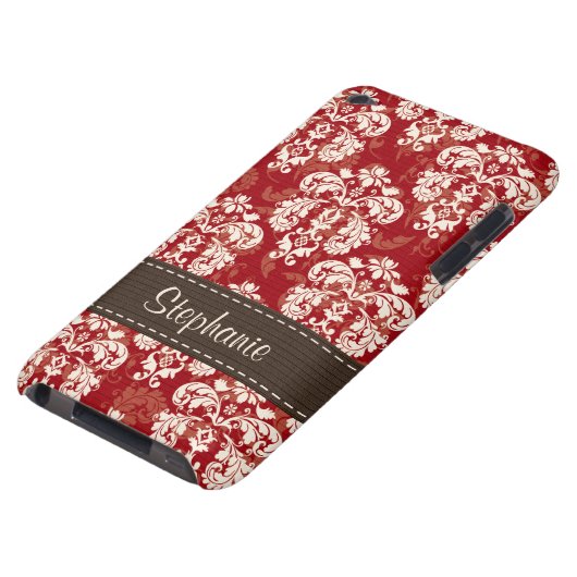 Red Brown Damask iPod Touch 4th Gen Case-Mate Cove Cover (Bottom)