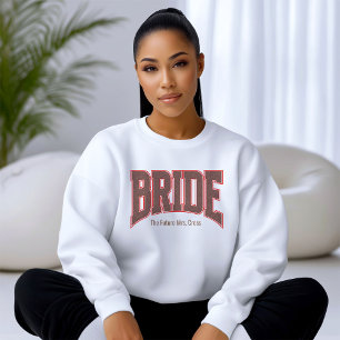 Red + Brown Faux Glitter Varsity BRIDE Sweatshirt