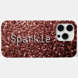 Red brown faux glitters sparkles Your text iPhone 15 Pro Max Case