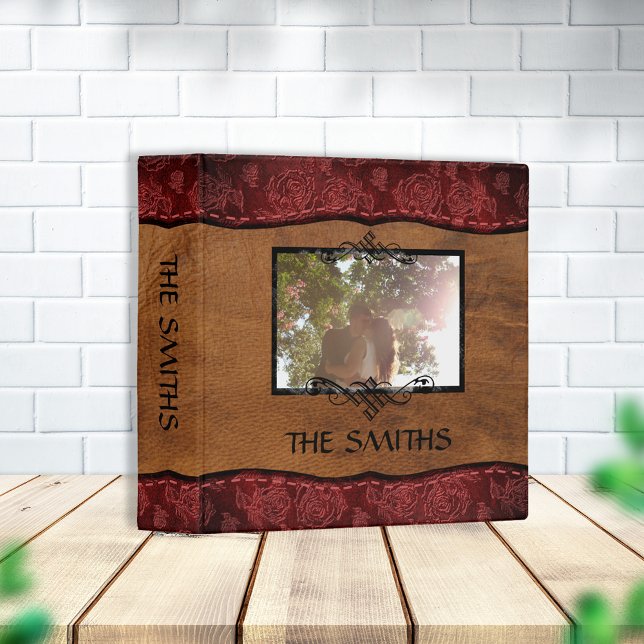 Red+Brown Faux Leather Family Scrapbook Album Binder (Creator Uploaded)