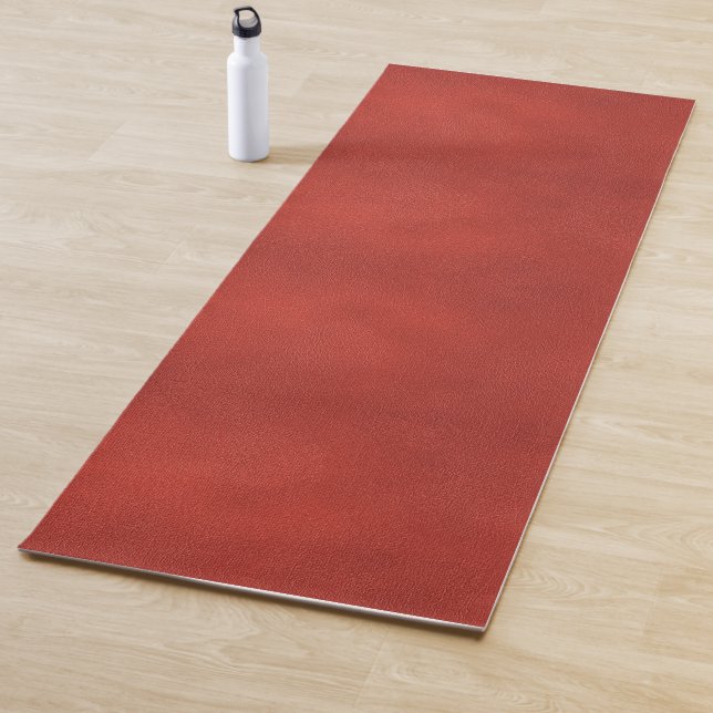 Red Brown Faux Leather Look Custom Template Yoga Mat (In Situ)