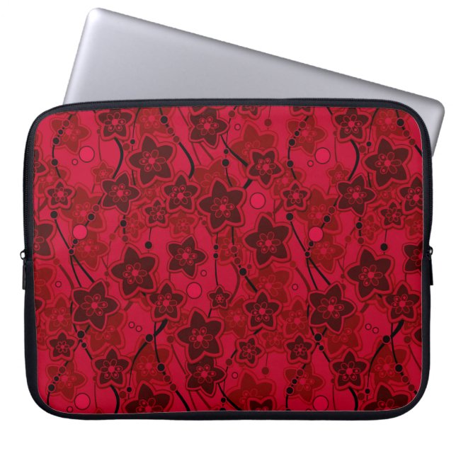 red brown floral rustic fashion pattern retro laptop sleeve (Front)