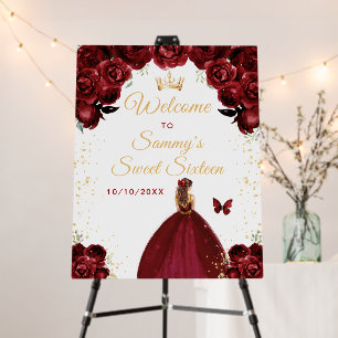 Red Brown Hair Princess Sweet Sixteen Welcome Foam Board