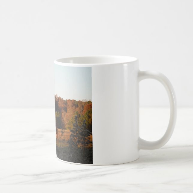 Red  Brown horse, autumn woods. Coffee Mug (Right)