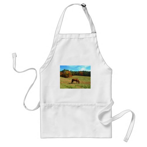 Red  Brown horse Teal Blue sky Adult Apron