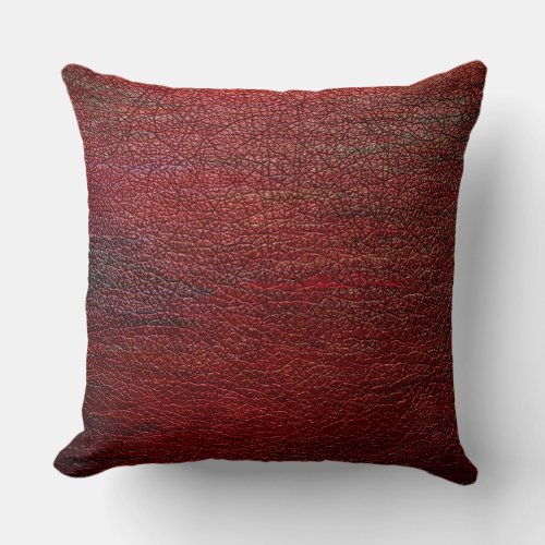 Red Brown Leather 2 Throw Pillow