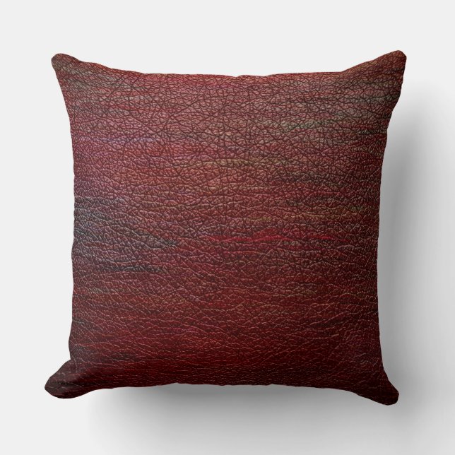 Red Brown Leather #2 Throw Pillow (Front)