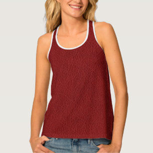 Red Brown Leather Look Elegant Template Womens Tank Top