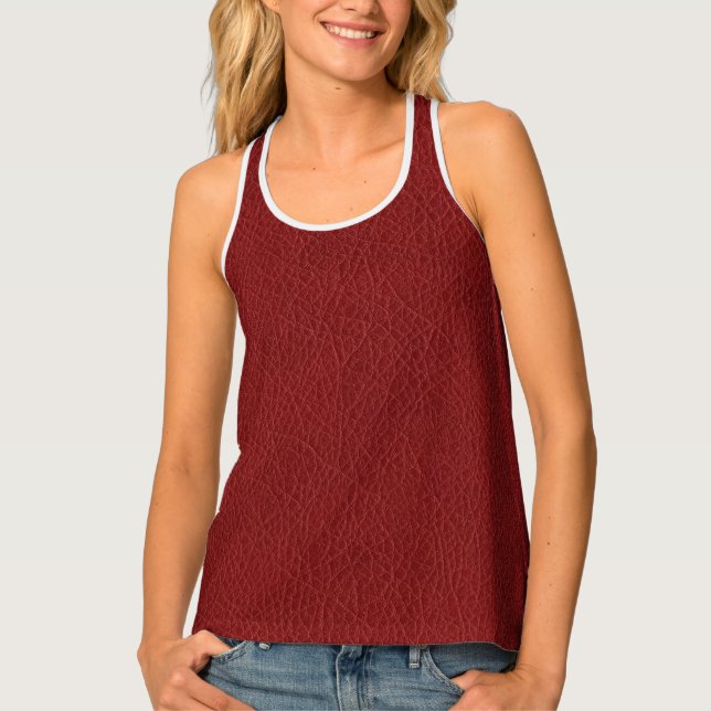 Red Brown Leather Look Elegant Template Womens Tank Top (Front)