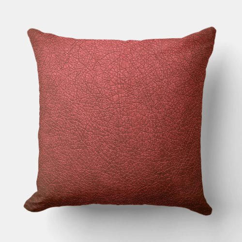 Red Brown Leather Throw Pillow