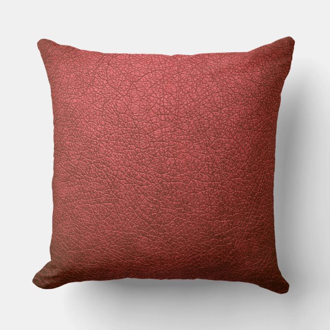 Red Brown Leather Throw Pillow (Front)
