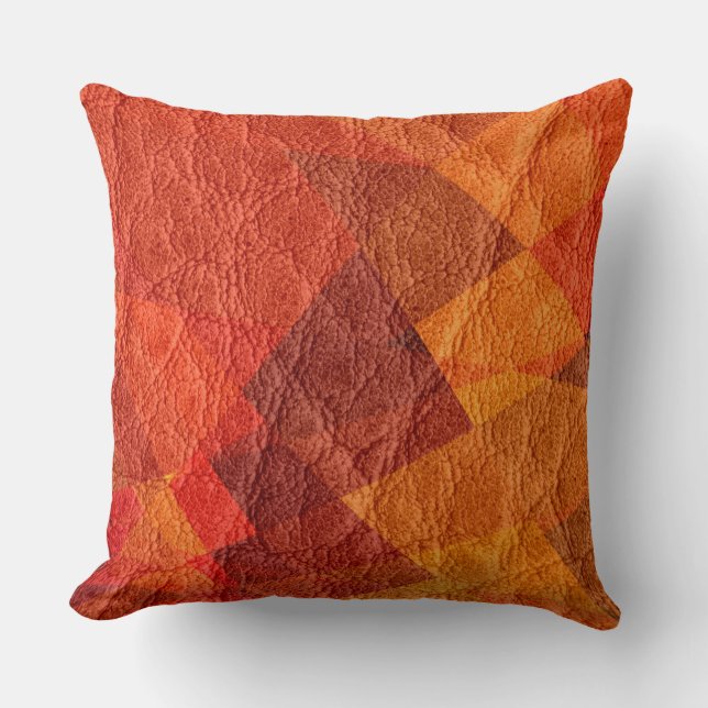 Red Brown Leather Throw Pillow (Front)