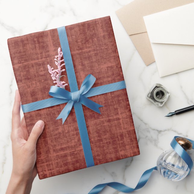 Red Brown Linen Wrapping Paper (Gifting)