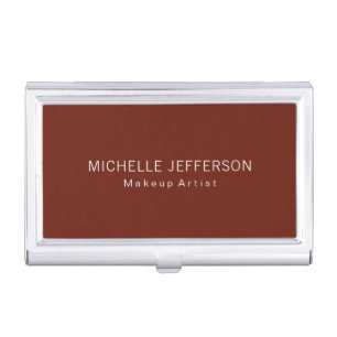 Red Brown Makeup Artist Unique Business Card Case