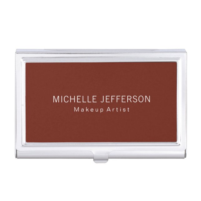 Red Brown Makeup Artist Unique Business Card Case (Front)