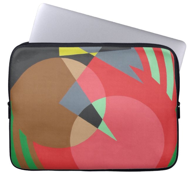 Red & Brown Modern Art Laptop Sleeve (Front)