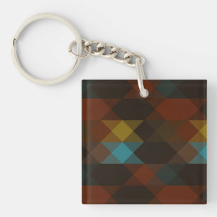 red brown olive yellow and turquoise keychain