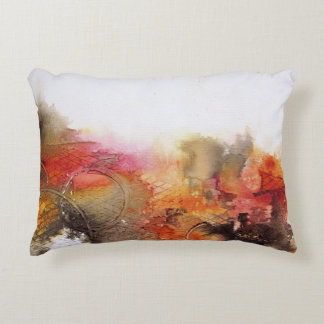 Red Brown Orange White Modern Abstract Art Accent Pillow