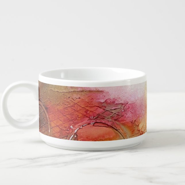 Red Brown Orange White Modern Abstract Art Bowl (Right)