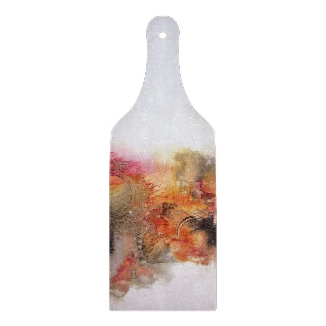 Red Brown Orange White Modern Abstract Art Cutting Board (Front)