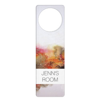 Red Brown Orange White Modern Abstract Art Door Hanger