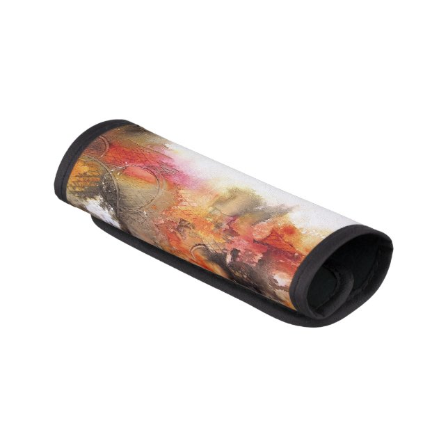 Red Brown Orange White Modern Abstract Art Luggage Handle Wrap (Angled)