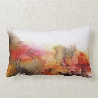 Red Brown Orange White Modern Abstract Art Lumbar Pillow