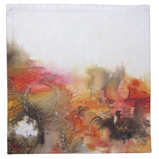 Red Brown Orange White Modern Abstract Art Napkin