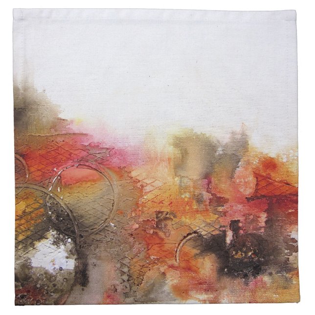 Red Brown Orange White Modern Abstract Art Napkin (Front)