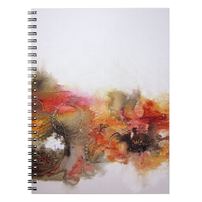 Red Brown Orange White Modern Abstract Art Notebook (Front)