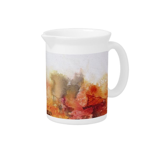 Red Brown Orange White Modern Abstract Art Pitcher (Right)