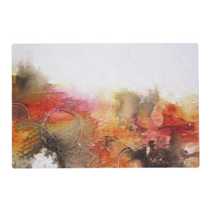Red Brown Orange White Modern Abstract Art Placemat