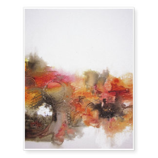 Red Brown Orange White Modern Abstract Art Temporary Tattoos