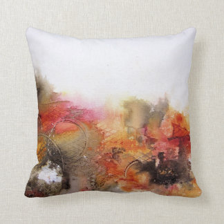 Red Brown Orange White Modern Abstract Art Throw Pillow