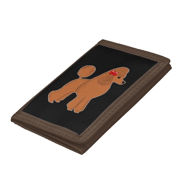 Red Brown Poodle Black Wallet (Bottom)