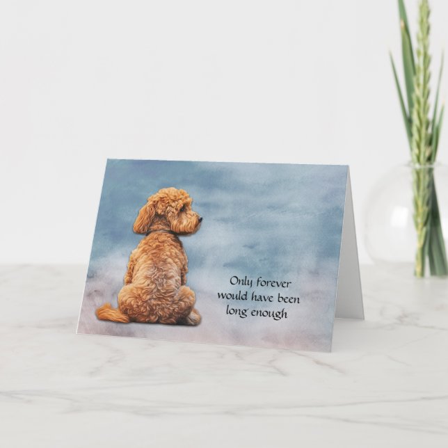 Red Brown Poodle Dog Loss Sympathy Card (Front)
