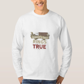 Red & Brown "Rings true"letter design T-Shirt