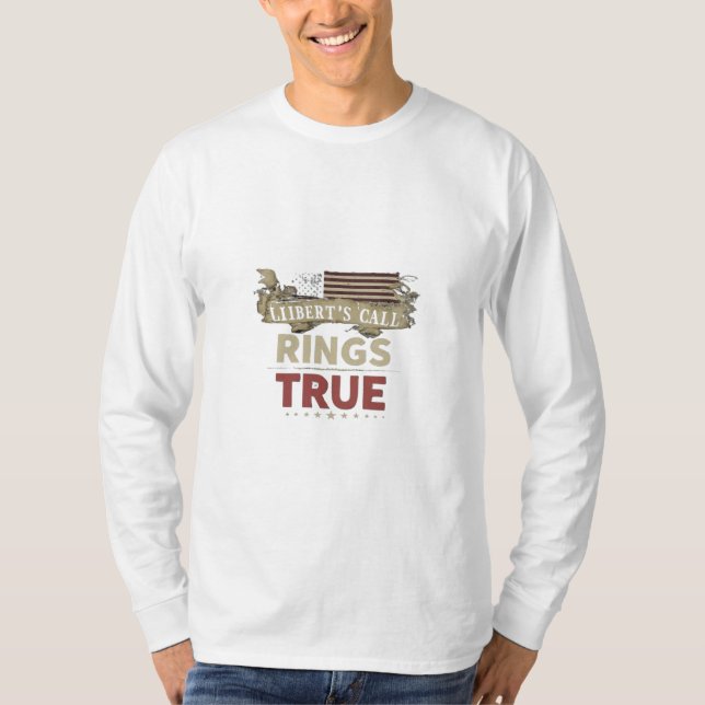 Red & Brown "Rings true"letter design  T-Shirt (Front)