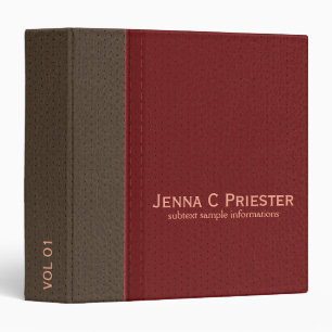 Red & Brown Stitched Leather Look Binder
